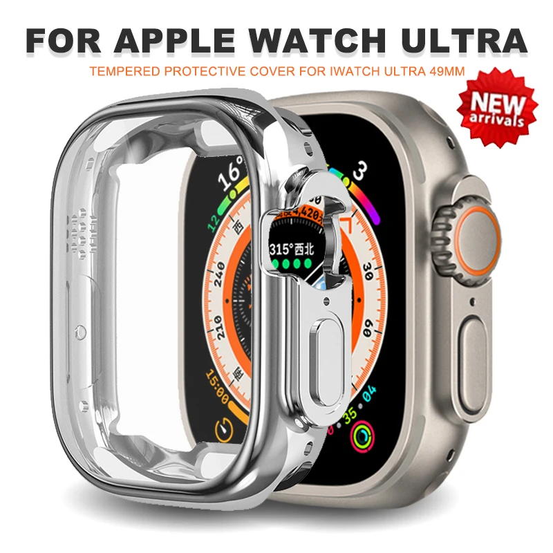 

Glass+Case for Apple Watch Series Ultra 49mm 49 Mm Smartwatch TPU Protector Bumper Accessories Iwatch Ultra Cover Accessories