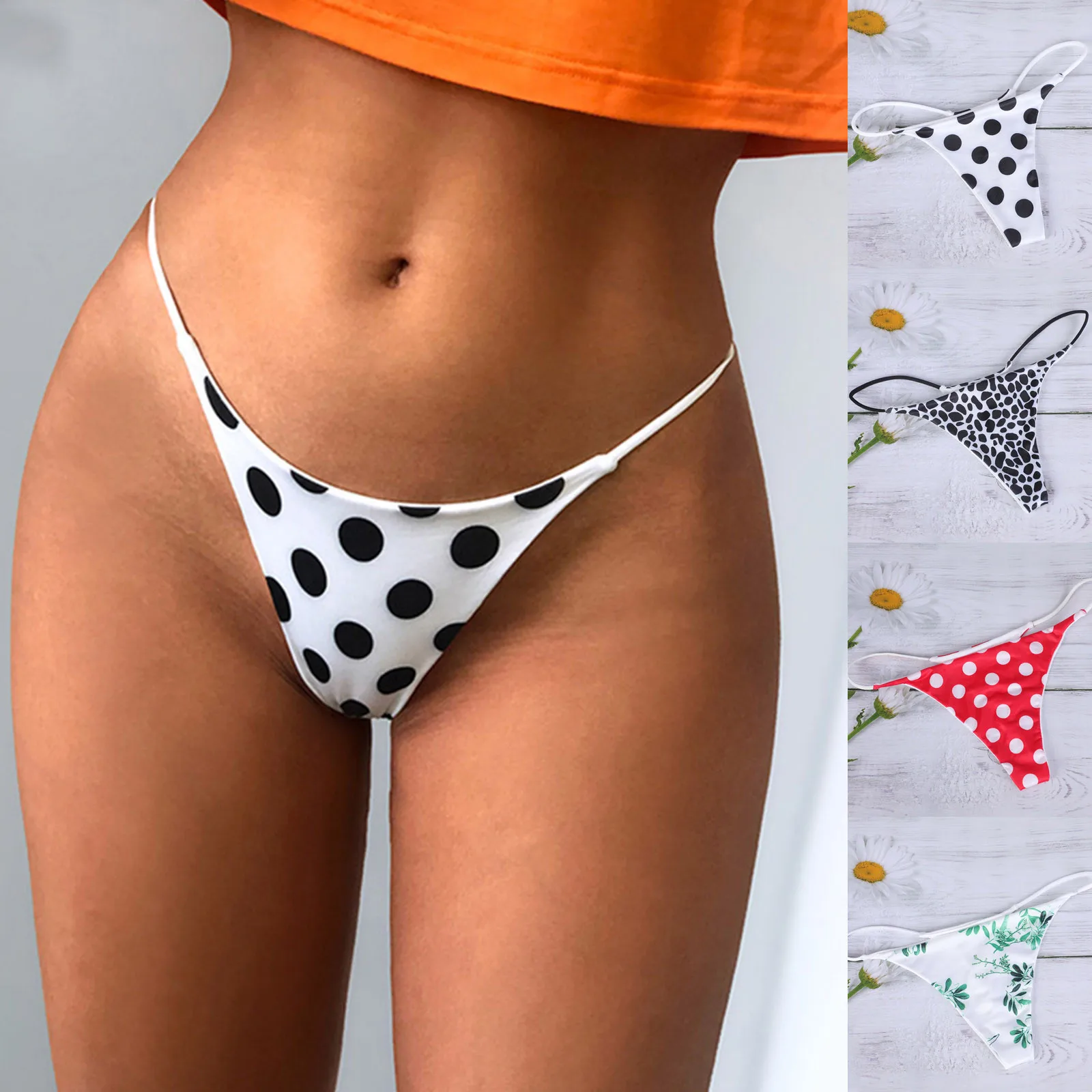

G-стринги в горошек женские трусики сексуальные трусики стринги с заниженной талией T-back пляжное бикини нижнее белье бесшовное женское нижн...