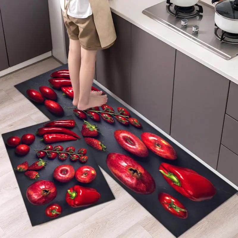

Fruit Kitchen Mat Home Entrance Doormat Hallway Bedroom Living Room Decoration Floor Balcony Bathroom Anti-Slip Long Rug
