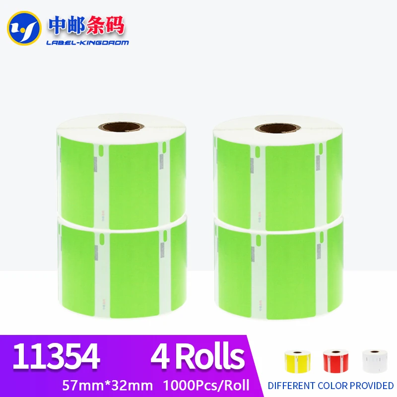 

4 Rolls Dymo Compatible Green 11354 Label 57mm*32mm 1000Pcs for LabelWriter 400 450 450Turbo Printer Seiko SLP 440 450