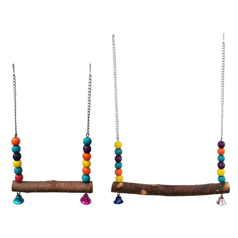 

Попугай качели Натуральные Деревянные игрушки для птиц деревянный окунь с красочными бусинами металлический крючок G2AB