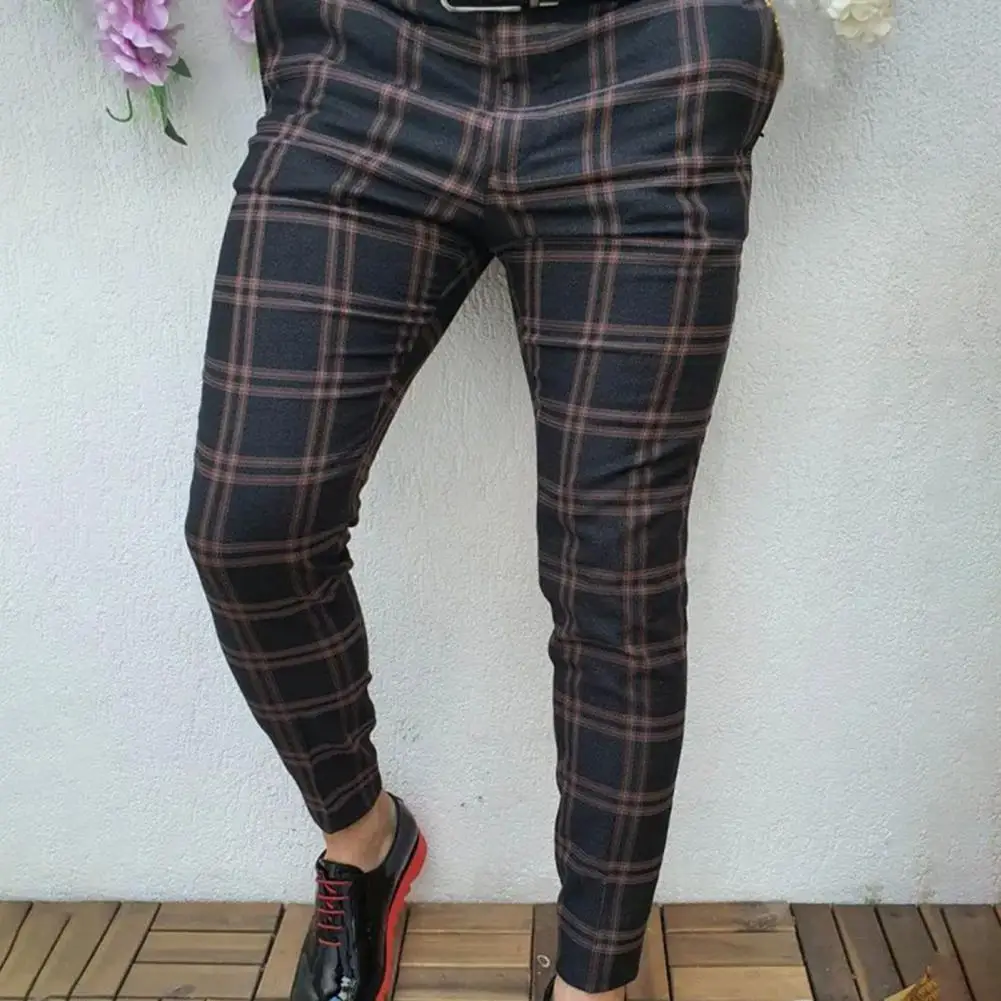 

Men Pants Sweatpants Sports Pants Jogges Trousers Plaid Slim Spring Autumn Mid-rise Checkered Pattern Pencil Pants Men's Trouser