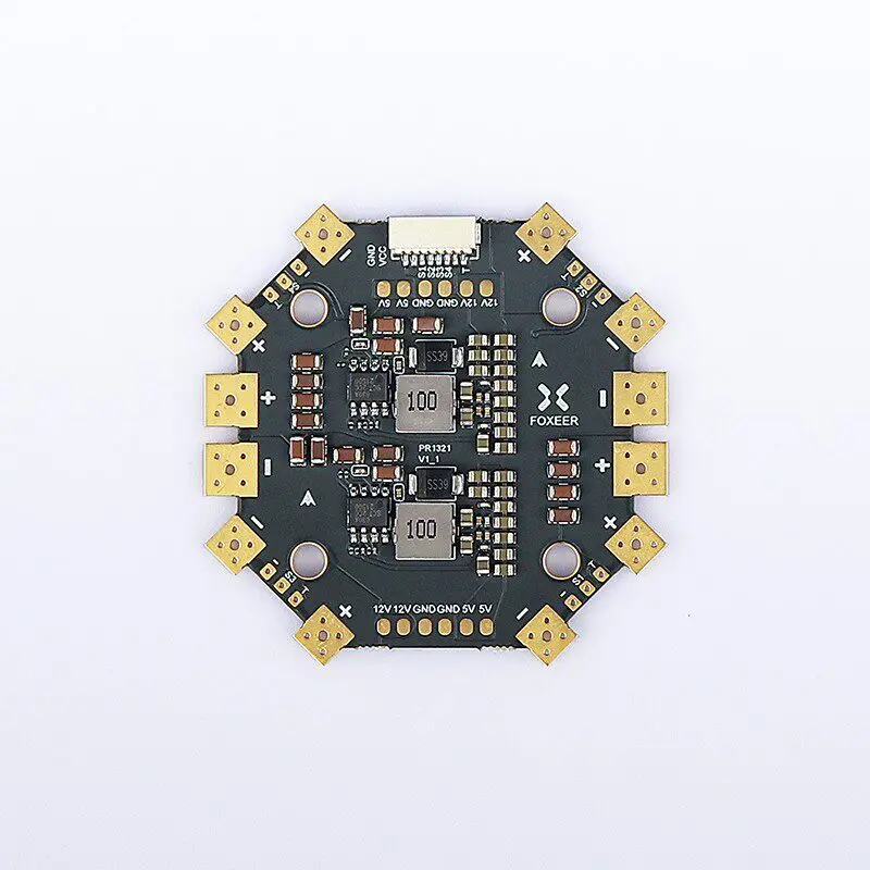 Фото Плата распределения питания FOXEER PDB400 400A 4-8S Lipo с двумя разъемами для аккумуляторов, BEC 5В/12В, отверстие для крепления 30,5 мм для FPV дрона №2