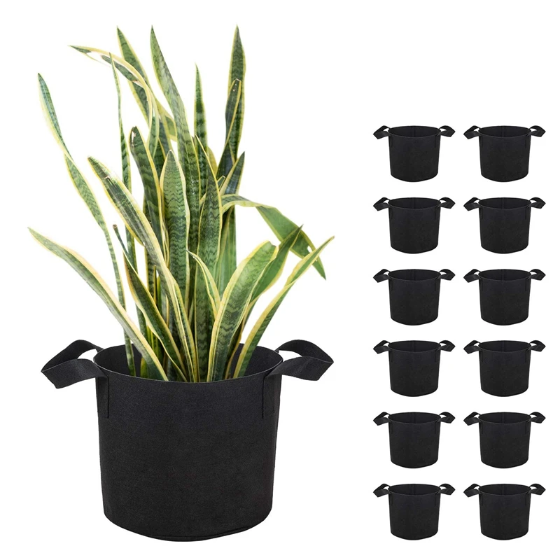 7Gallon Grow Bags Set, Aeration Fabric Pots With Handles,Black Plant Bags,Durable Garden Grow Pots,Fabric Containers With Strap