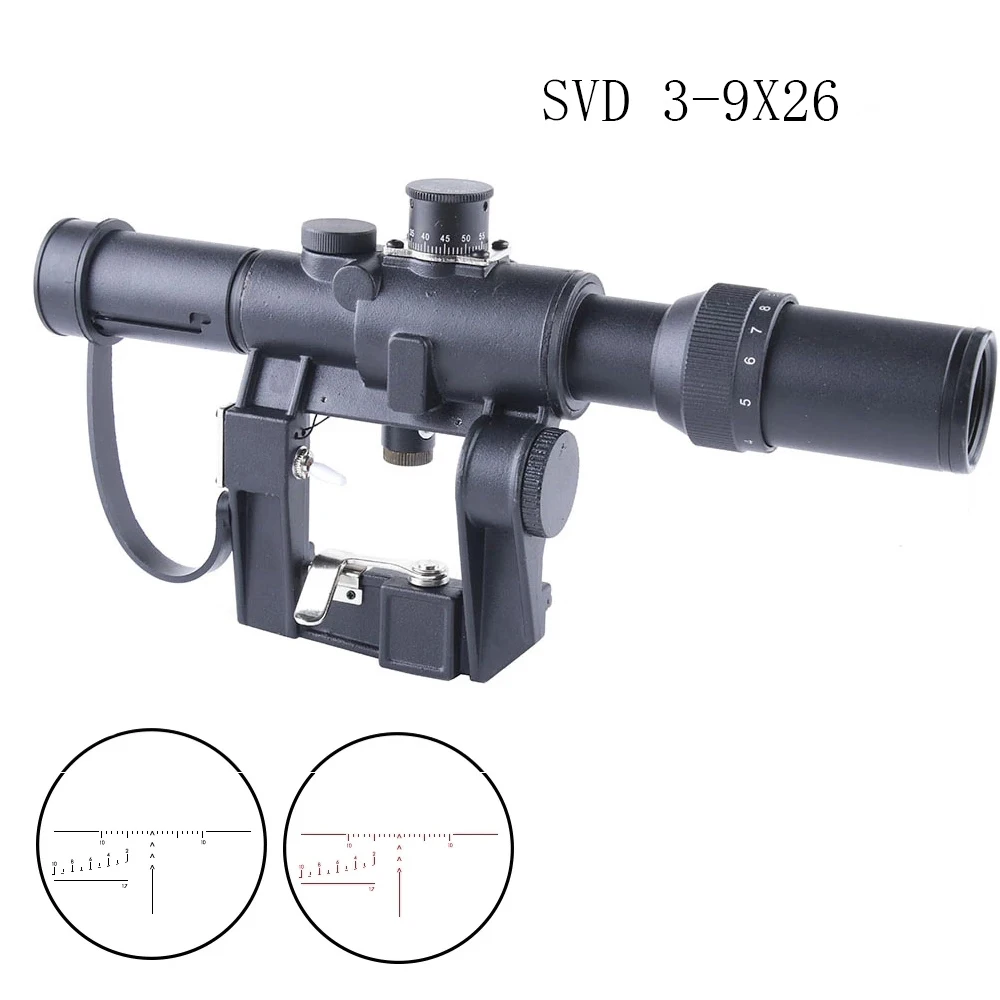 Тактический Оптический прицел SVD 3-9X26 для винтовки с красной подсветкой