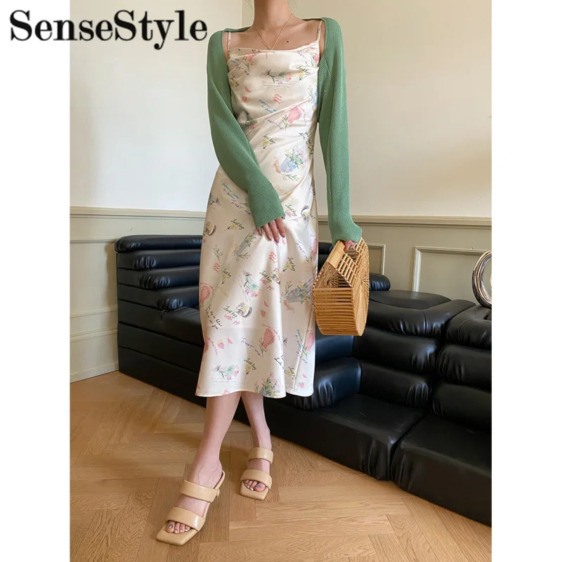 

Женское атласное платье-миди без рукавов, с цветочным принтом