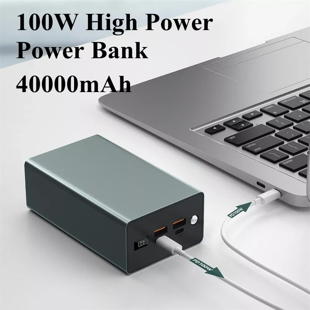 

Power Bank 40000mAh 100W High Power Laptop Powerbank Portable External Battery Charger Spare Auxiliary Battery For iphone