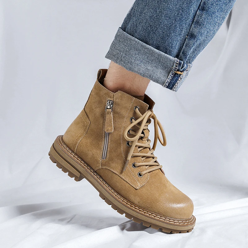 

2023 Hot Sale Working Boots For Men Fashion Military Combat Boots Mens Comfortable Casual Man Shoes Cowboy Boots Men Size 38-44