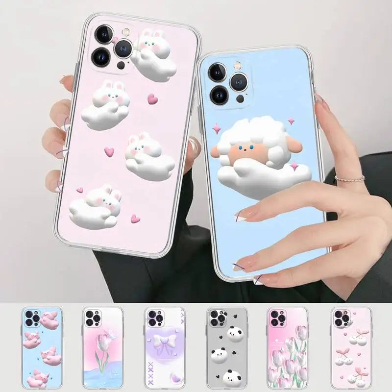 

3D Modeling cute animal flowers Phone Case Silicone Soft for iphone 14 13 12 11 Pro Mini XS MAX 8 7 6 Plus X XS XR Cover