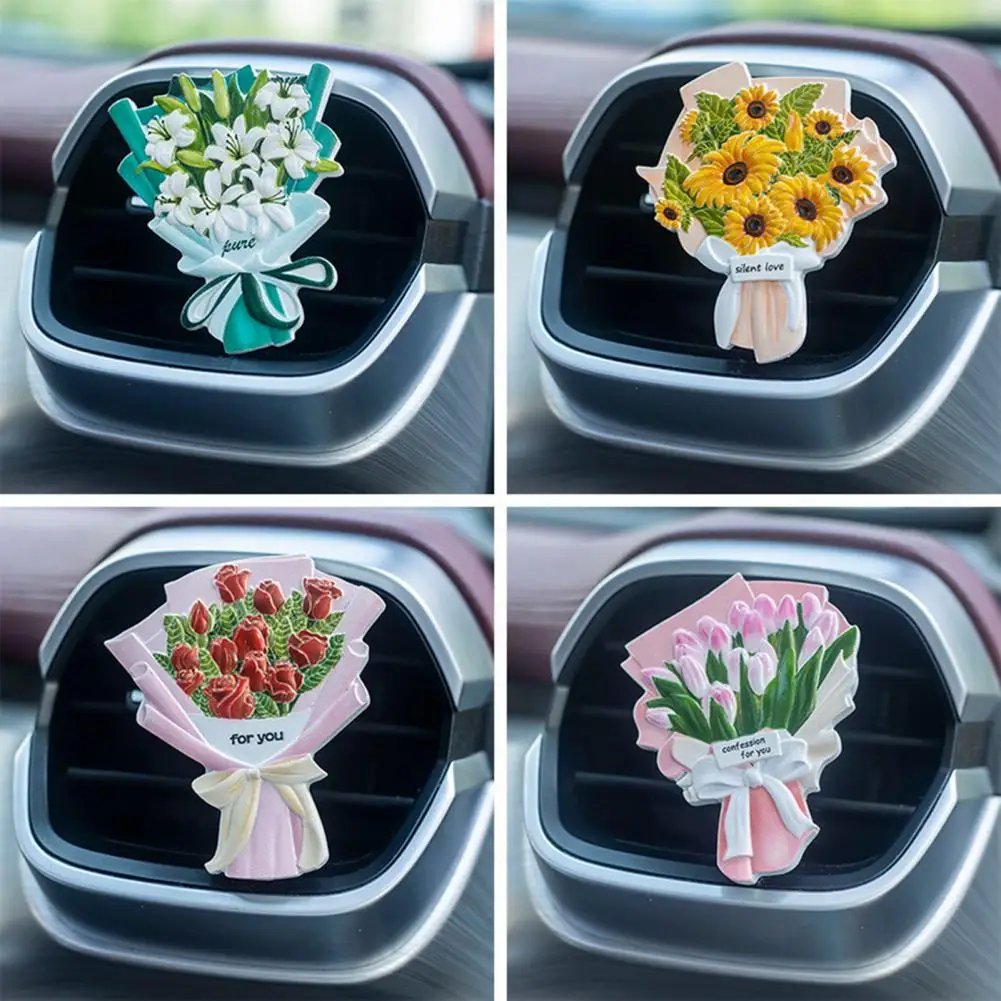 

Car Air Freshener Flower Bouquet Various Scents Long-lasting Decor Eco-friendly Interior Air Freshener Vent Clip for Automobile