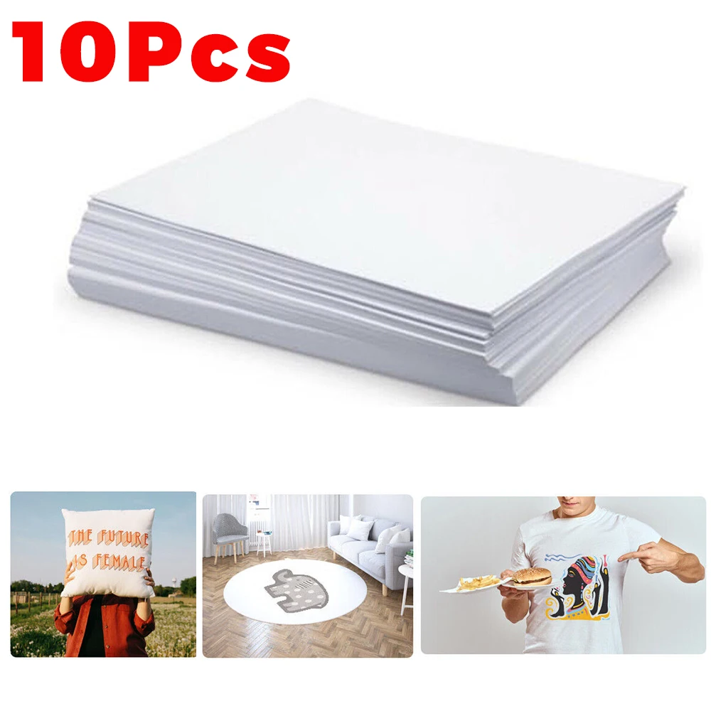 10 Sheets A4 Paper Sublimation Heat Transfer Paper Print Ion on Fabric Clothes T-shirt for Inkjet Printer DIY Craft Supplies