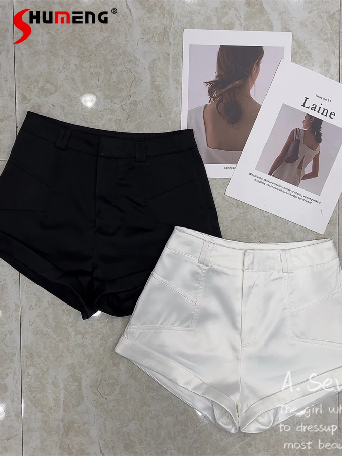 

High Waist Hot Girl Curling Wide Leg A- Line Slimming Shorts Women's Summer Hot Pants Casual All-matching Short Pants