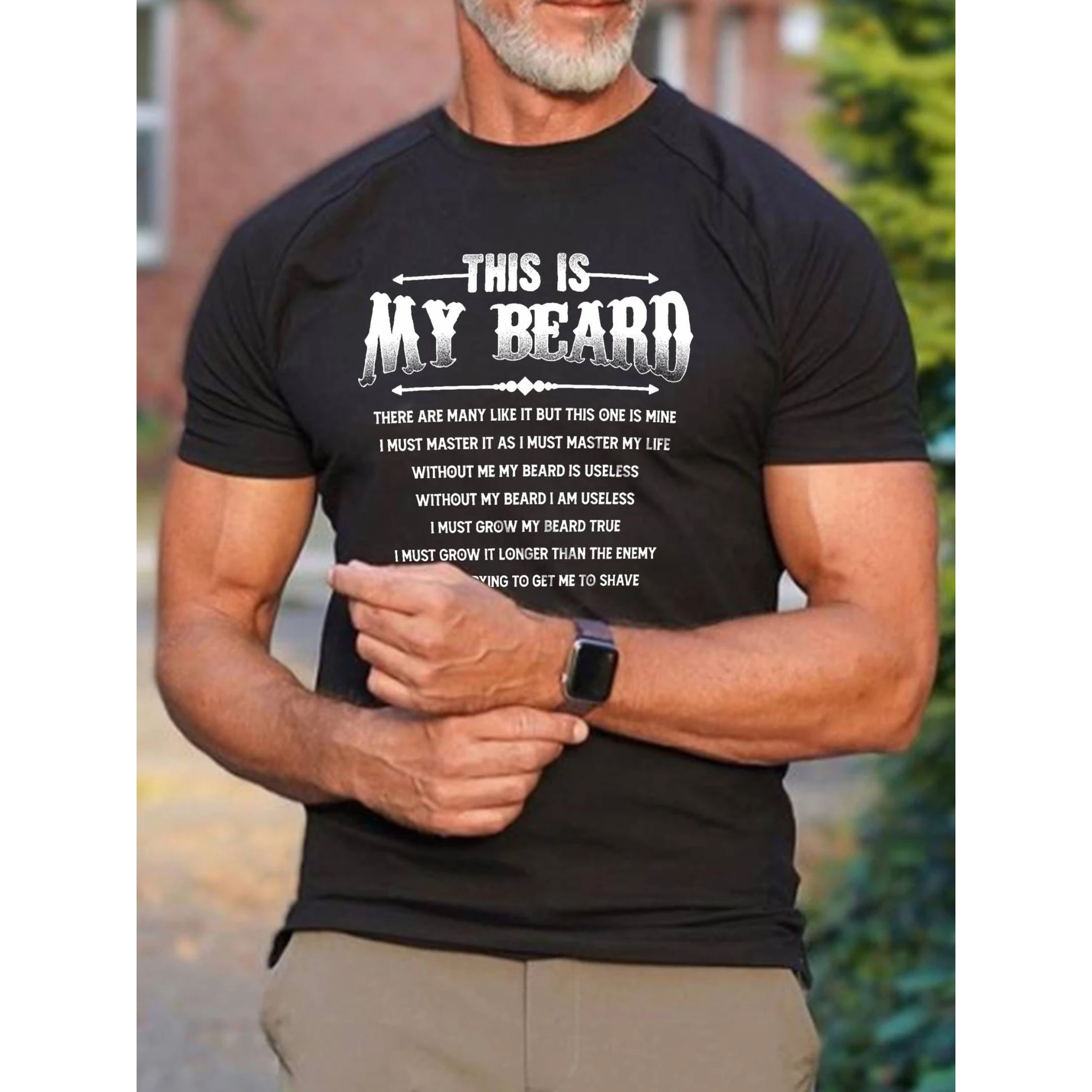 

Badassdude This Is My Beard Letter Printing Men's Casual Fashion T-shirt