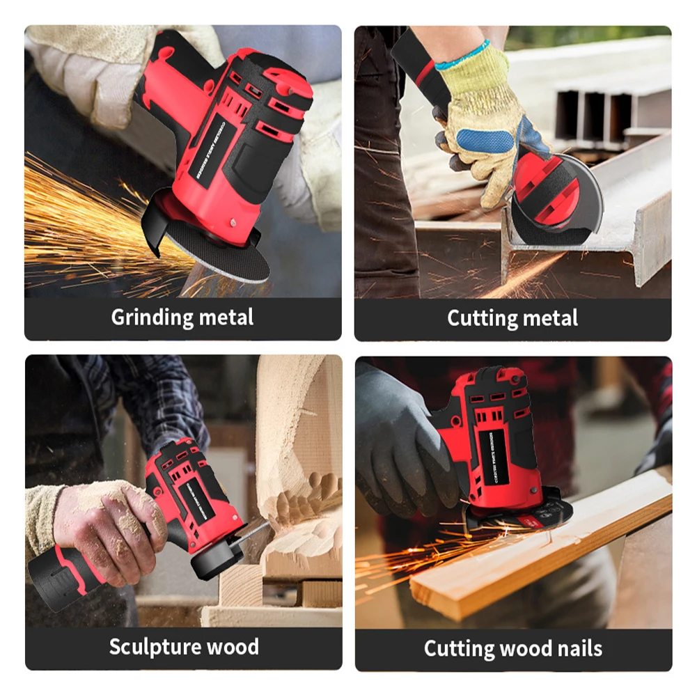 12V Brushless Angle Grinder 2000mAh Lithium Battery 300W 12000RPM Cordless Mini Polishing Machine Diamond Cutting Grinder