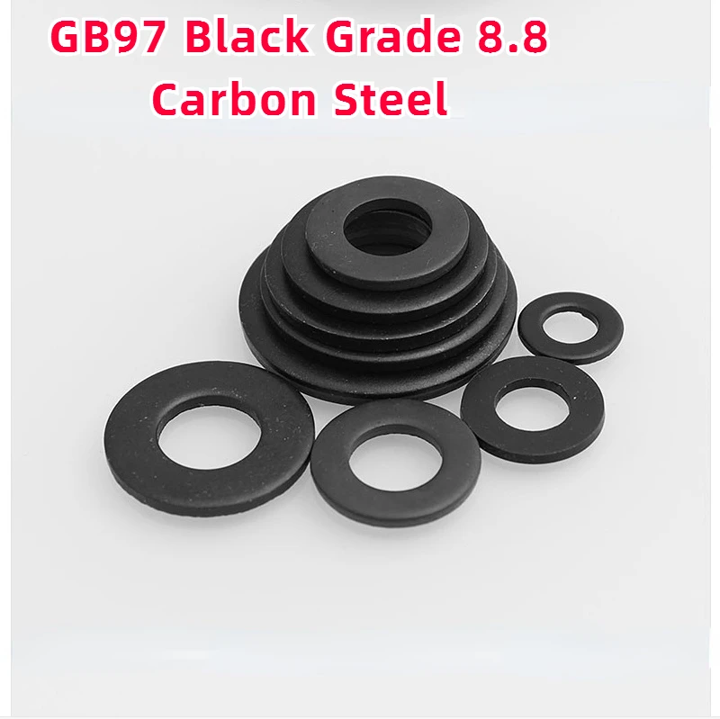 

5-100pcs M1.6 M2 M2.5 M3 M3.5 M4 M5 M6 M8 M10 M12 M14 M16 - M24 GB97 Black Grade 8.8 Carbon Steel Flat Washer Plain Gasket