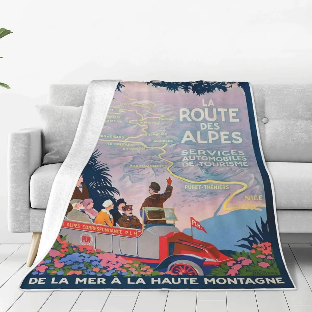 1920 Франция La Route Des Alpes PLM дорожное одеяло покрывало на кровать уличное мягкое для