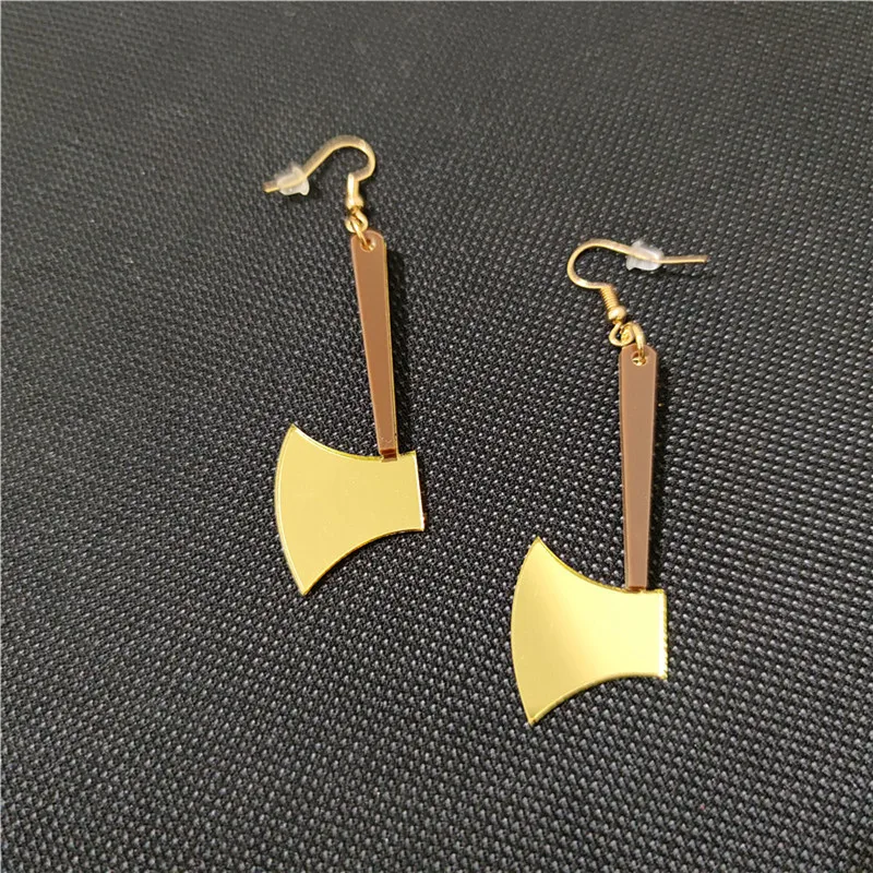 KUGUYS крутые висячие серьги с топором для женщин золотистого серебристого цвета