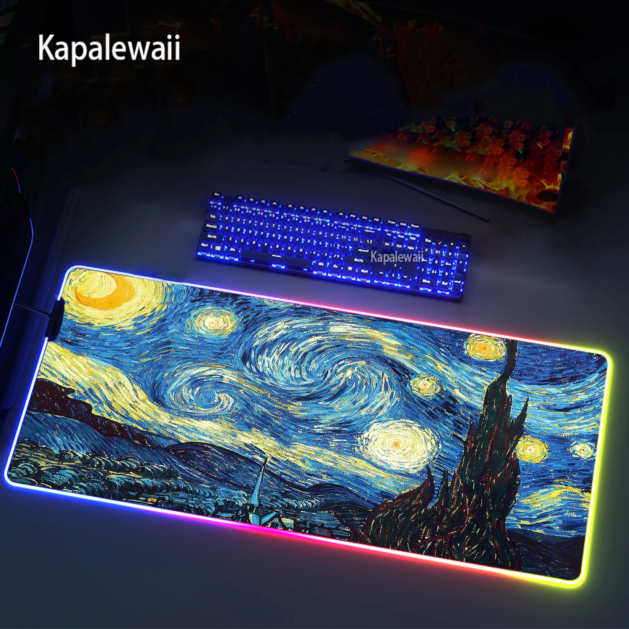 

Gaming Mouse Pad Computer Mousepad Gamer XXL Mouse Carpet Big Mause Pad PC Desk Play Mat With Backlit Starry Night RGB Mouse Pad