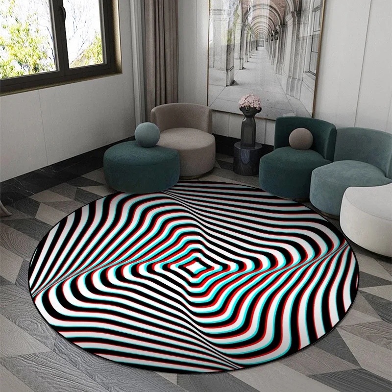 

3D Vortex Illusion Carpets for Living Room Bedroom Area Rugs Abstract Geometric Printed Optical Floor Mat Non-slip Home Doormats