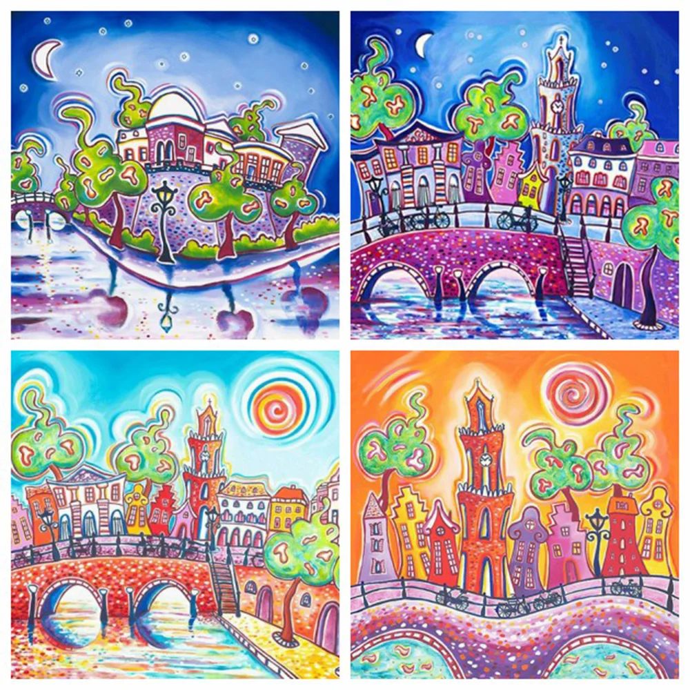 

Алмазная живопись 5D HUACAN, пейзаж, «сделай сам», алмазная вышивка, городская фотография, творческие хобби