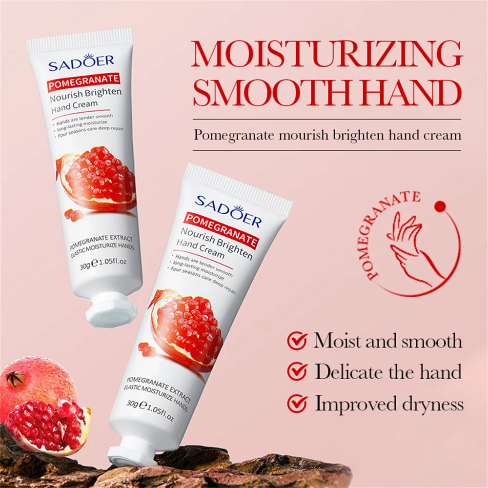 

Pomegranate Moisturizing and Brightening Hand Cream Repair Soothe Soften Hydrating Refreshing and Non greasy Portable Moist