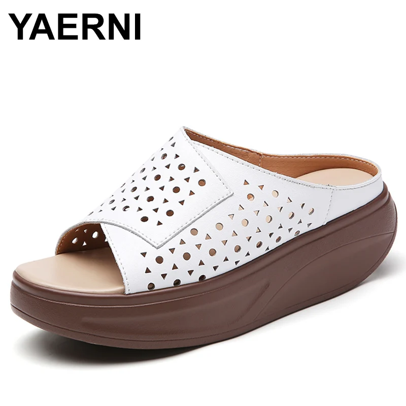 

Сандалии женские на танкетке, повседневные шлепанцы на массивной подошве, без застежки, летняя обувь