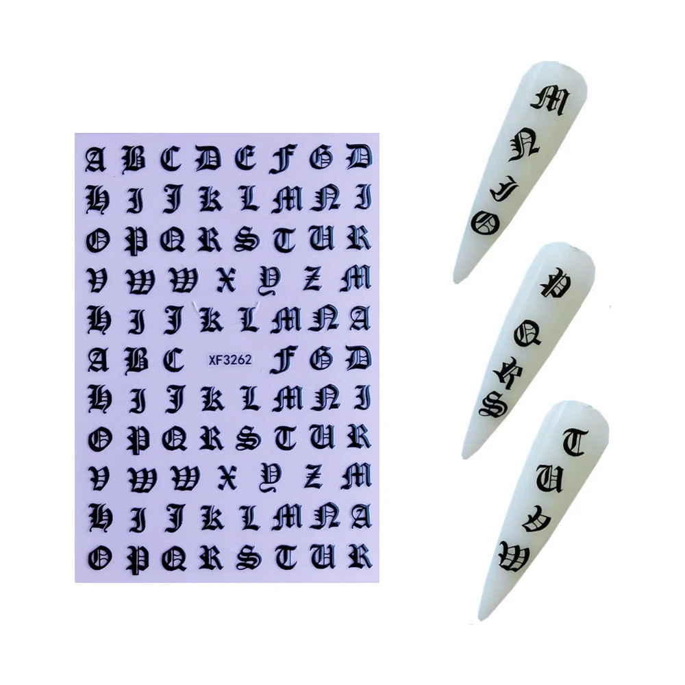 

3D Nail Art Latin Roman English Alphabet Letter Sticker Decals DIY Nail Tools