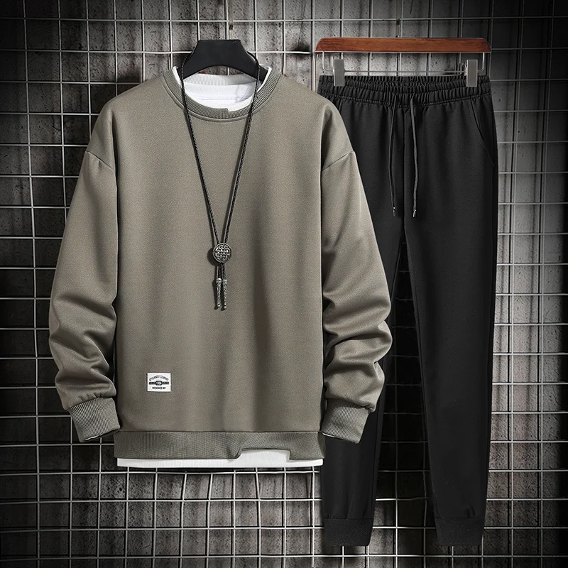 

New Casual Men Sets 2022 Spring Autumn Men's Sportswear Tracksuits Harajuku Hoodies+Pants Two Pieces Set Fashion Outfit Suits