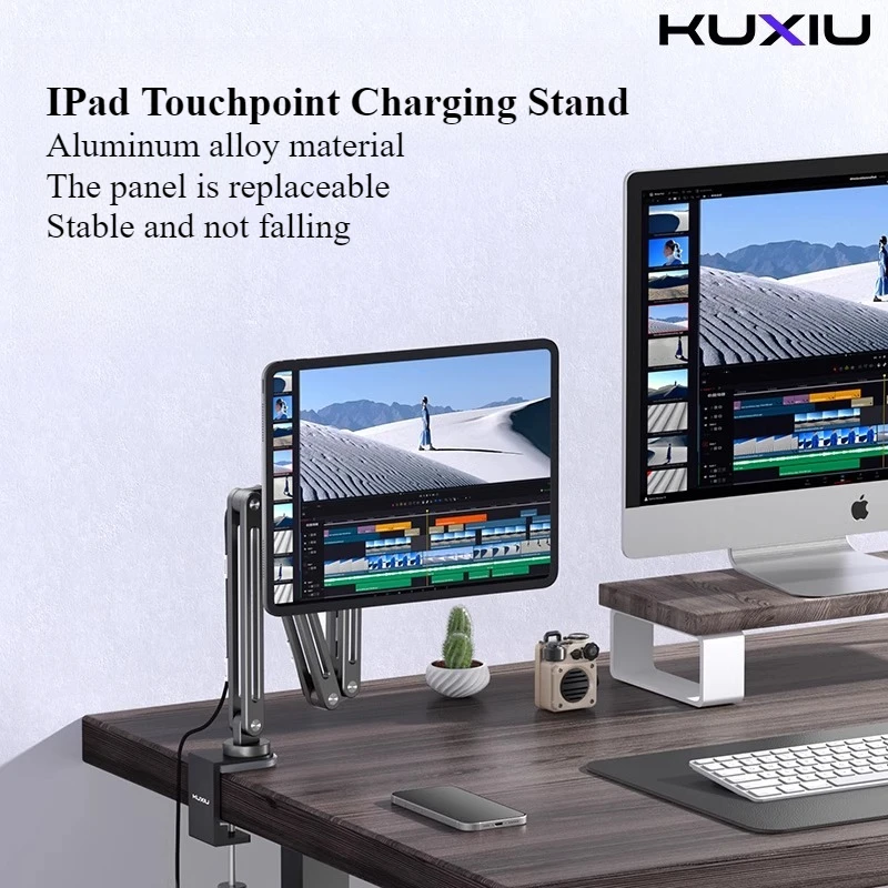 Фото Магнитная подставка для зарядки iPad Air KUXIU из алюминиевого сплава, регулируемая, для планшетов, для рабочего стола, офиса, рисования №1
