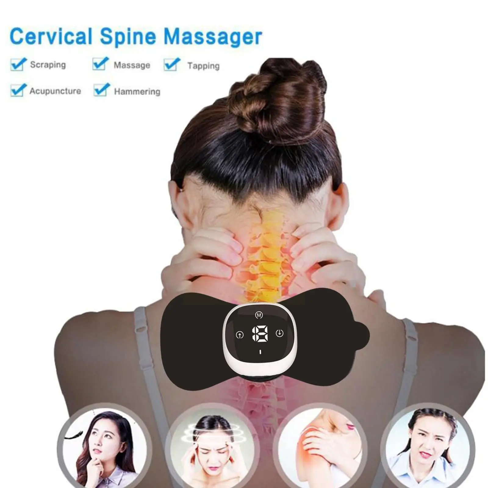 

Wireless TENS Unit EMS Heating Muscle Stimulator Electric Pulse Massage Menstrual Pain Relief Therapy Device For Neck Full V2C5