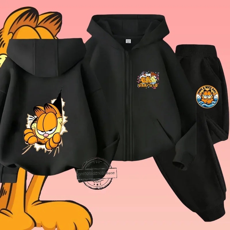 Детский комплект рубашек Garfiel на молнии с мультяшным аниме принтом осень/зима