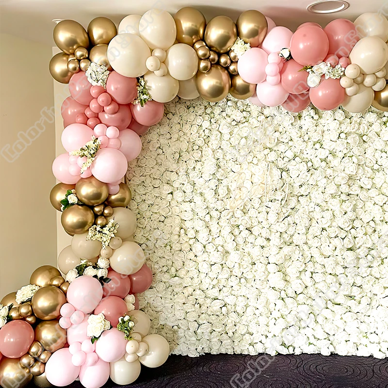 

Retro Pink Gold Happy Birthday Latex Balloon Party Wedding Backdrop Event Celebration Arch Kits Baby Show Anniversary Decoration