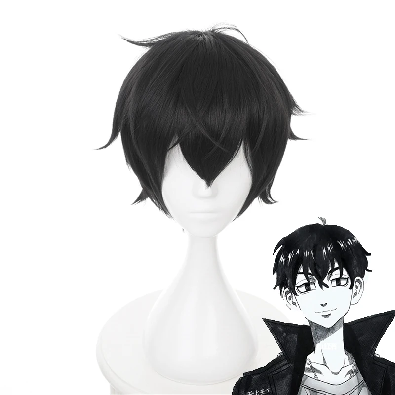 

Черные короткие парики Shinichiro Sano из аниме «Токийский мстители», парик на голень «слабый король», черный дракон, президент, косплей, парик без волос, шапочка