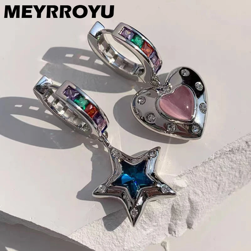 

MEYRROYU Zircon Heart Star Drop Dangle Earrings For Women Girl Fashion New Piercing Ear Jewelry Friend Gift Party серьги женские