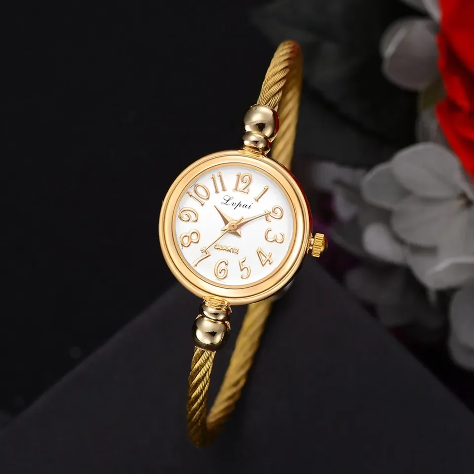 Women Small Gold Bangle Bracelet Luxury Watches Stainless Steel Ladies Quartz Wristwatch Brand Casual Women Dress Colck