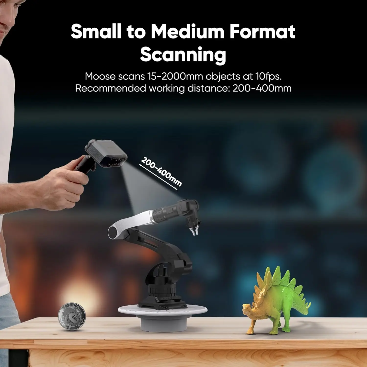 Фото 3DMakerpro 3D-сканер Moose Lite, среднегабаритный 3D-сканер для 3D-печати, ИК-источник света, точность до 0,05 мм, монохромная текстура №3