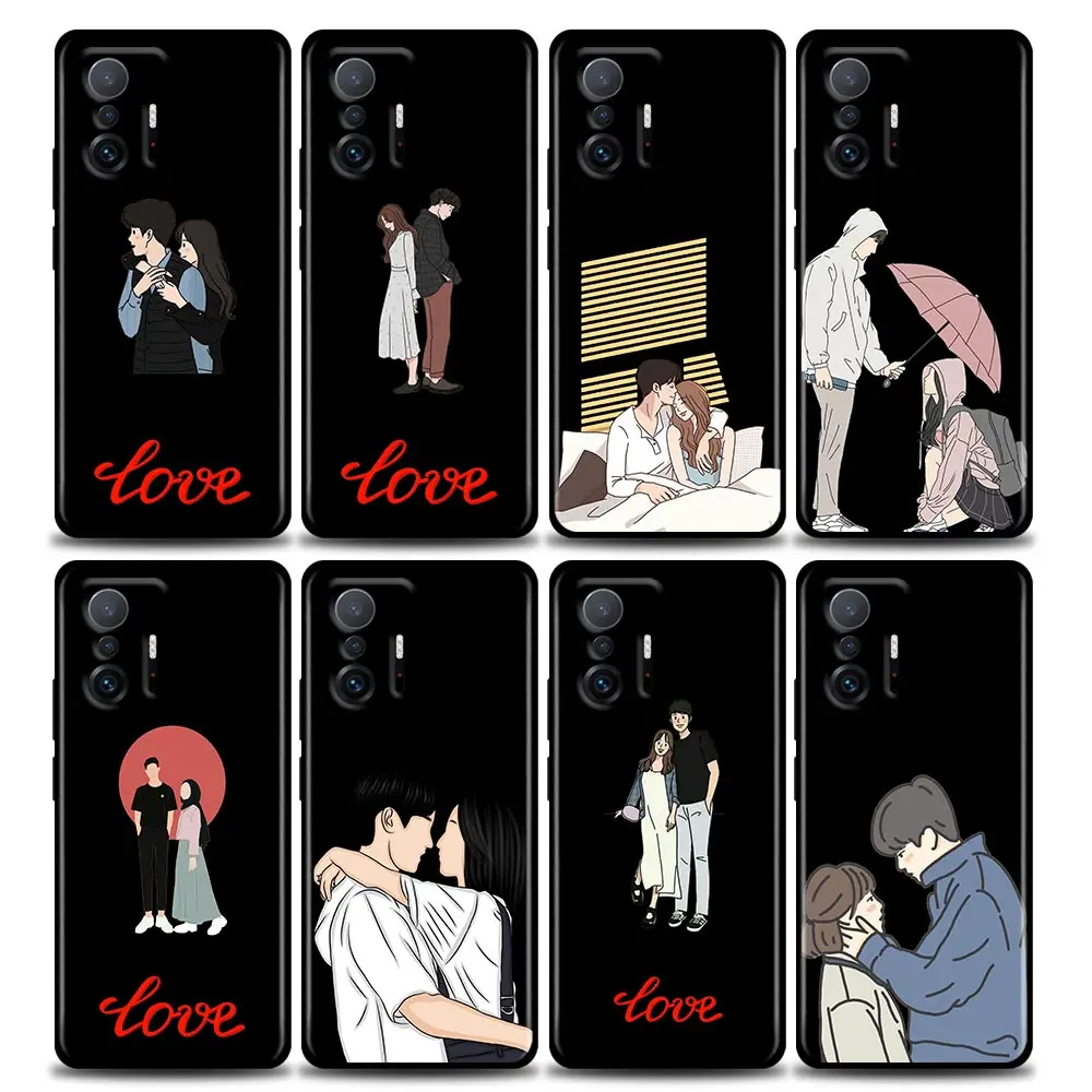 

Cartoon Girl Boy Love Phone Case for Xiaomi Mi 12 12X 11T X4 NFC M3 F3 GT M4 Pro Lite NE 5G Poco M3 M4 X4 TPU Case