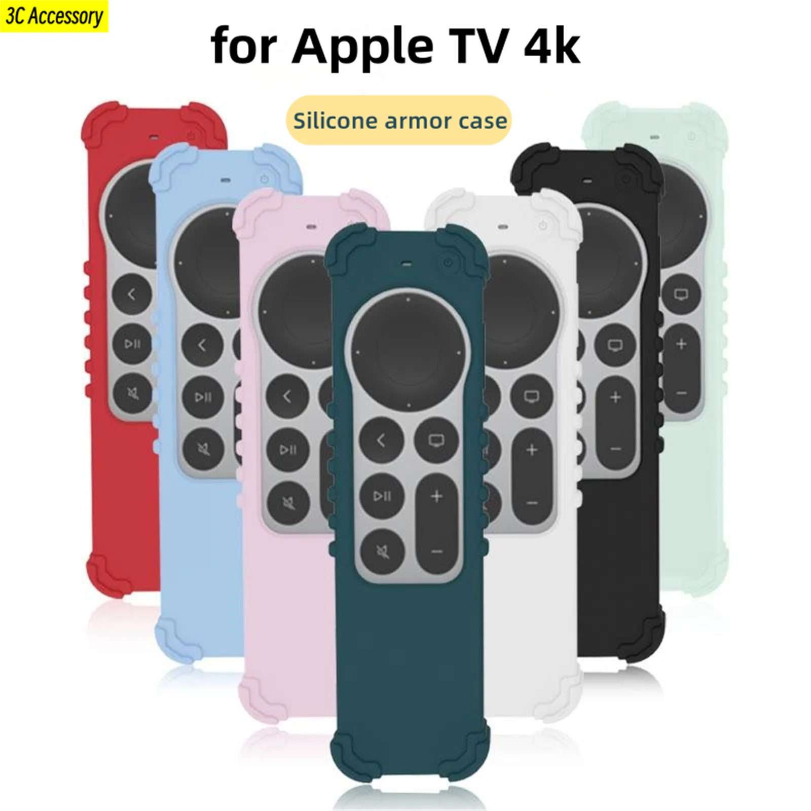 

for 2021 New Apple TV 4k Remote Control Silicone Protective Case All Inclusive Anti-drop Set Top Box Dustproof Cover for Apple