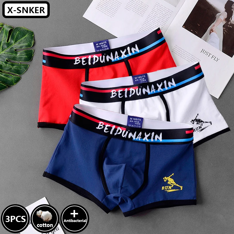 3Pieces Mens Boxer Shorts Personality Graffiti Underwear Boxers Cotton Underpants Trend  Sexy Men's Panties 2022 New Wholesale