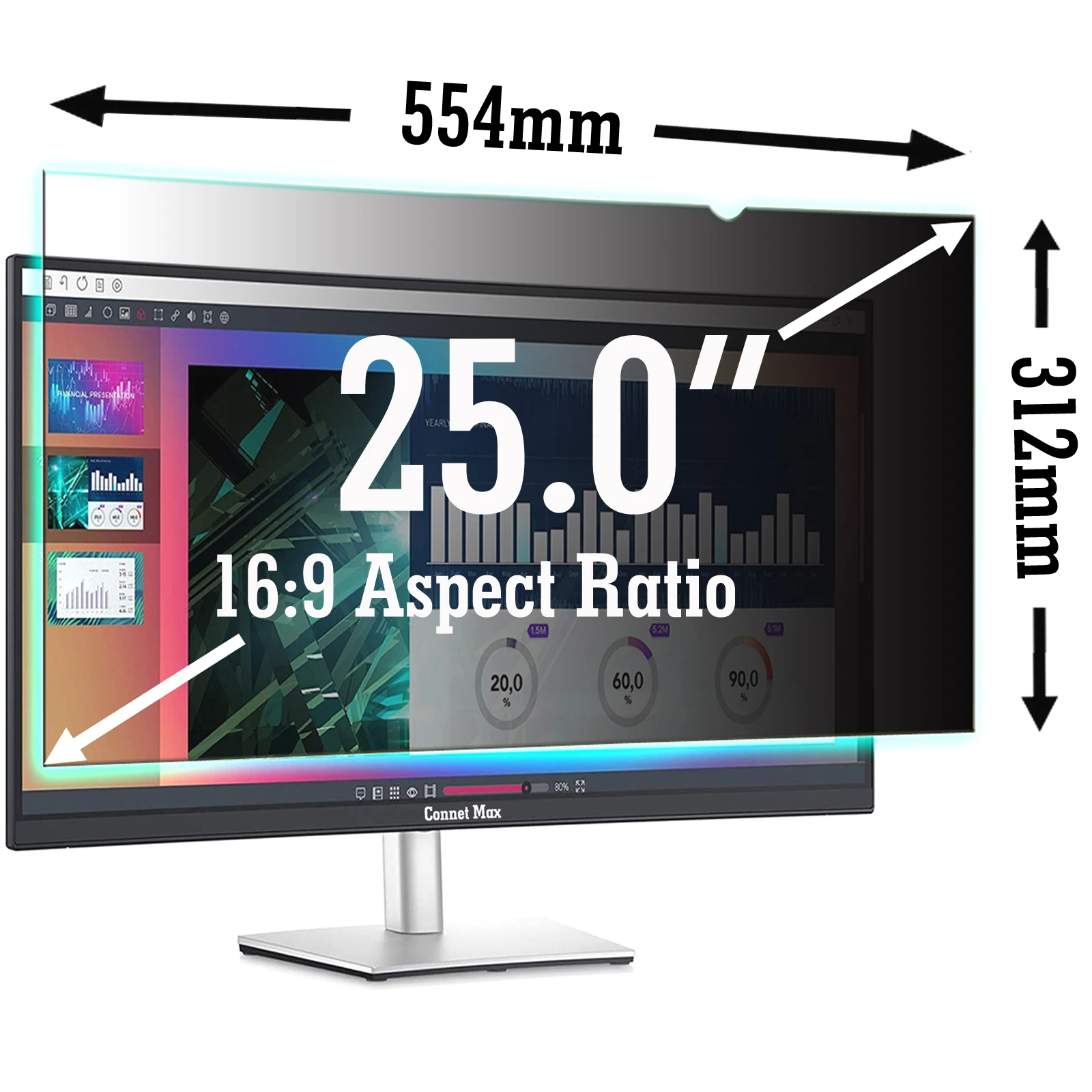 25inch W9 Widescreen  554mm*312mm Privacy Filter Screen Protector Protective Film for 25'' Monitor images - 6