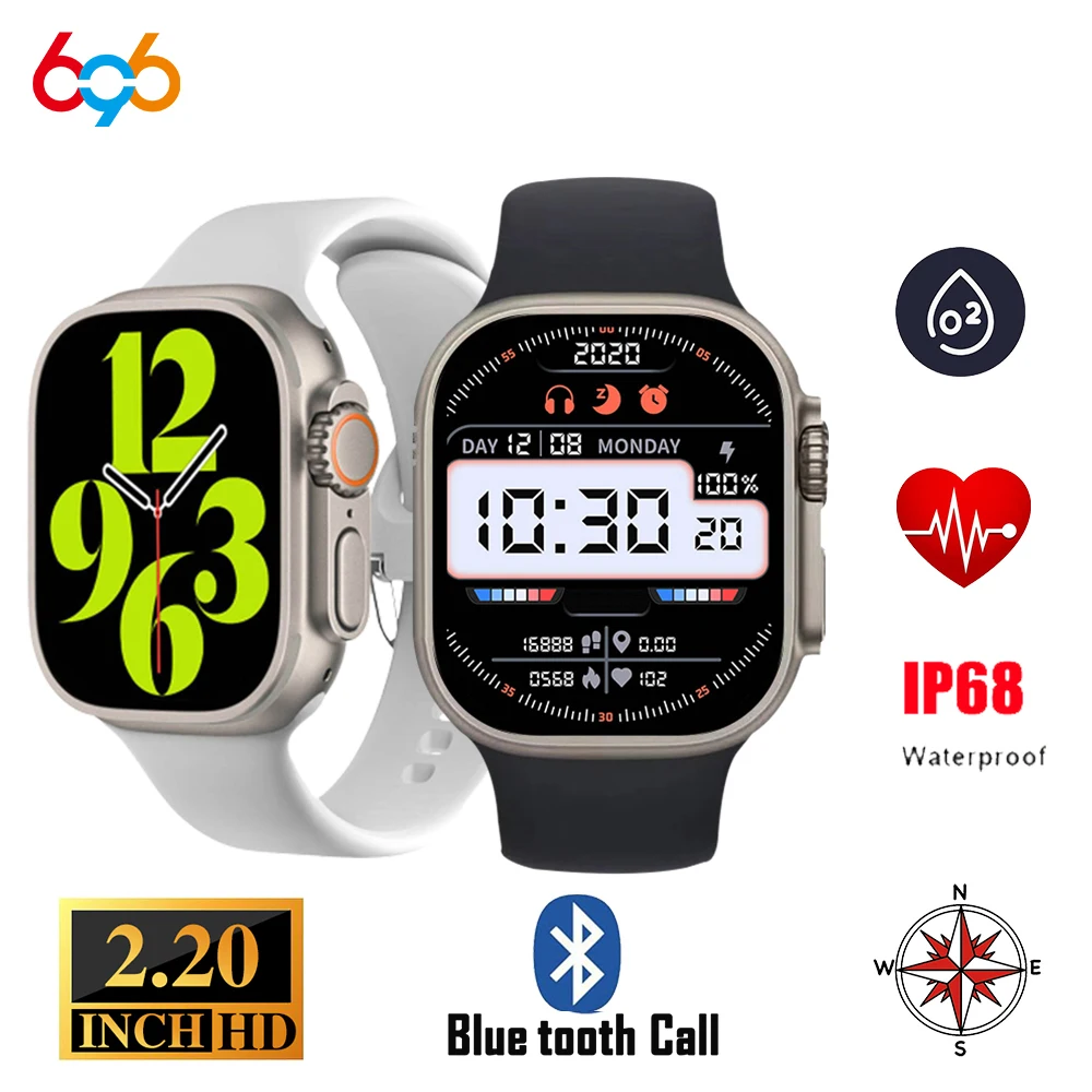 

Смарт-часы мужские/женские с компасом, 2,2 дюйма, Bluetooth, Пульсометром