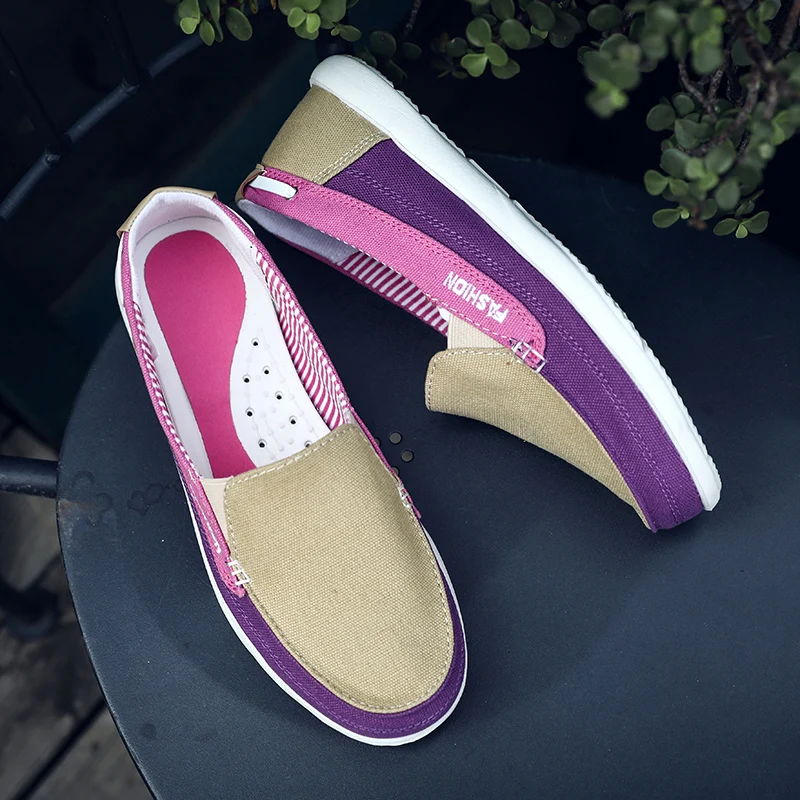 Women's Loafer Shoes Canvas Walking Shoes Fashion Casual Sneakers Comfortable Flats Slip-on Breathable Footwear