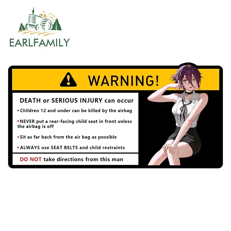 

EARLFAMILY Makima мощная Автомобильная наклейка, наклейка, мультяшное аниме Denji похит винил JDM наклейка на бампер для окна багажника