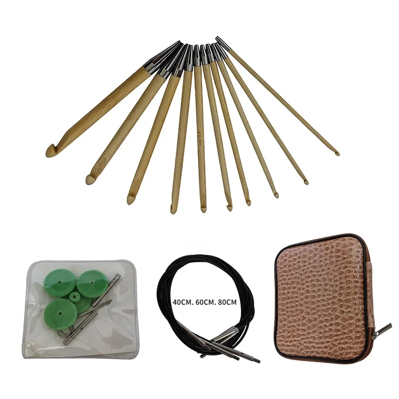 

Natural Bamboo Flexible Afghan Tunisian Carpet Crochet Hooks Set Interchangeable Crochet Needles 40cm/60cm/80cm Sewing Tools