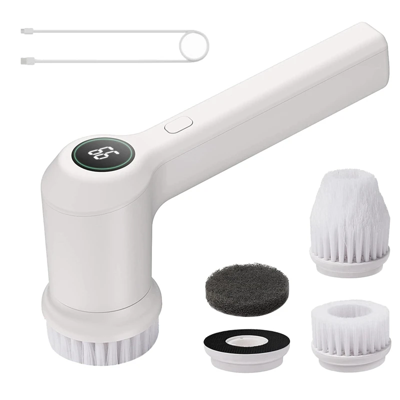 

Electric Cleaning Brush, Rechargeable USB Spin Scrubber With Brush Heads, For Cleaning Shower, Bath, Tub, Kitchen
