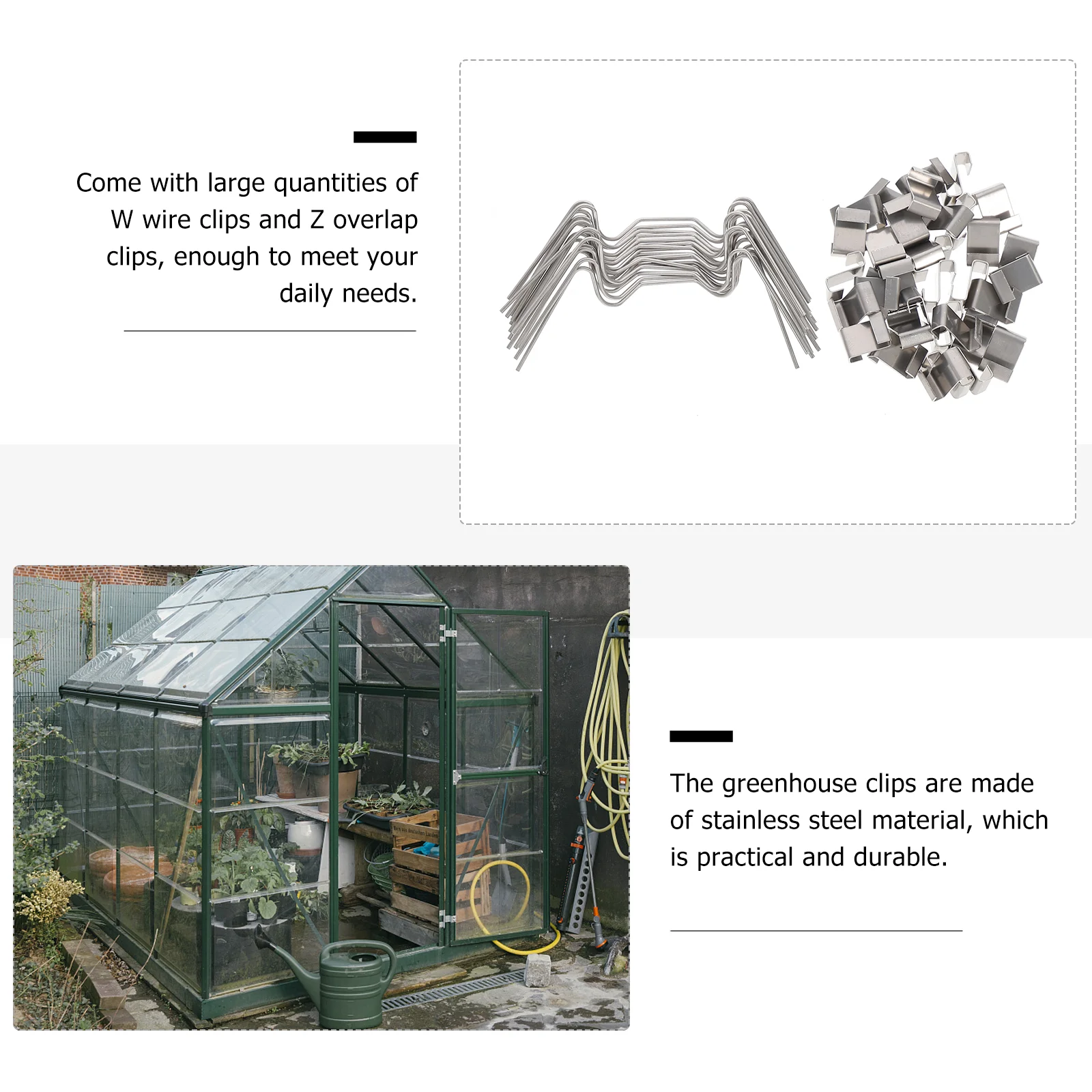 Зажимы для тепличных панелей из нержавеющей стали — 100 шт. зажимов поликарбоната