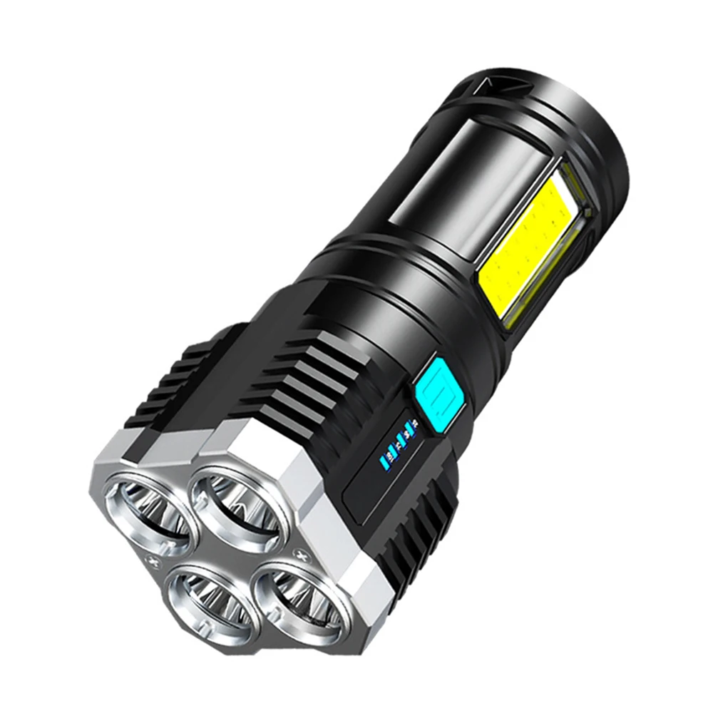

4-Core LED Flashlight with COB Sidelight IP64 Waterproof USB Rechargeable Outdoor Torch for Outdoor Camping Emergency