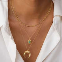 6 styles fashion moon layered pendant clavicle chain necklace gold color choker necklace for women pendant jewelry gift