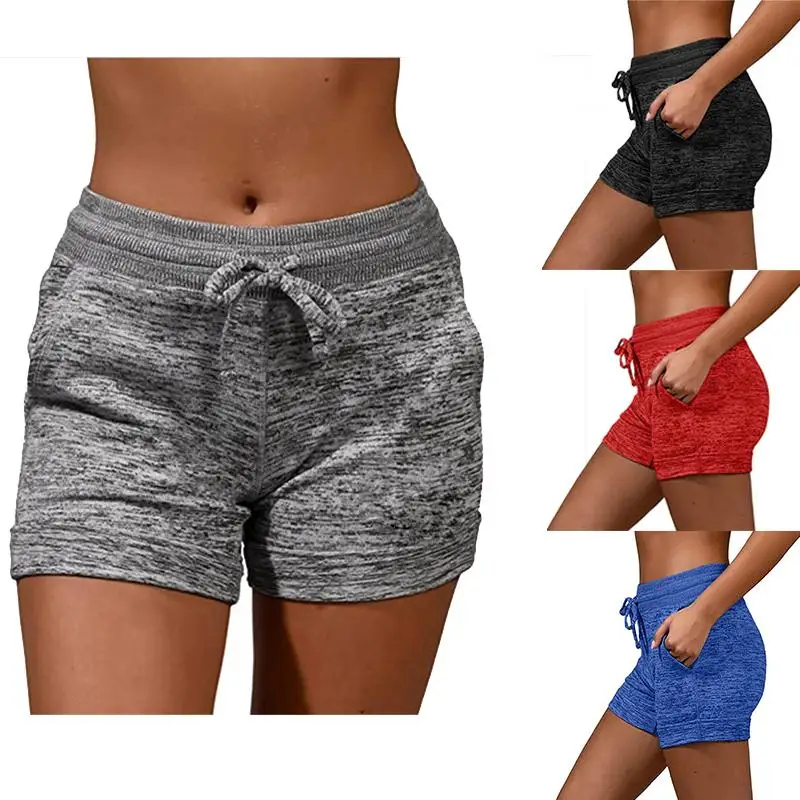 

Шорты женские спортивные для бега, повседневные Модные хлопковые однотонные свободные с поясом на резинке, летние