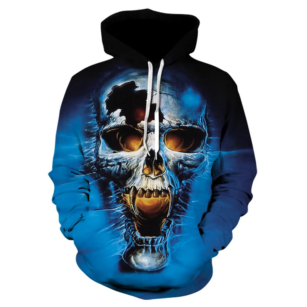 

Men's 3D Print Hoodie Fashion Terror Skull Men's/Women's Sleeve Hoodie